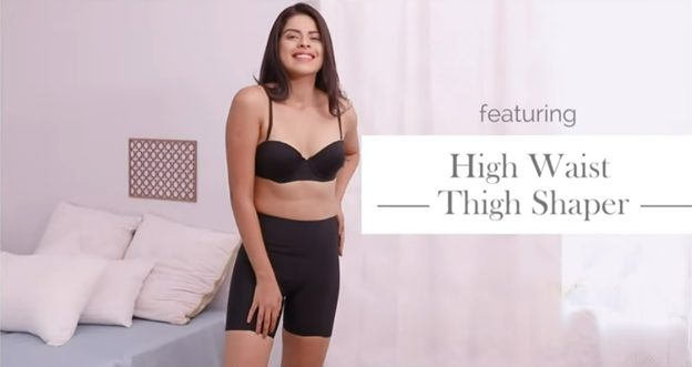 woman wearing high waist thigh shaper
