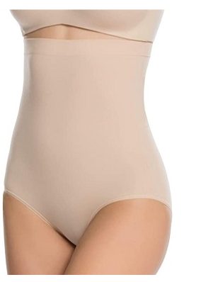 high-waisted Spanx in beige