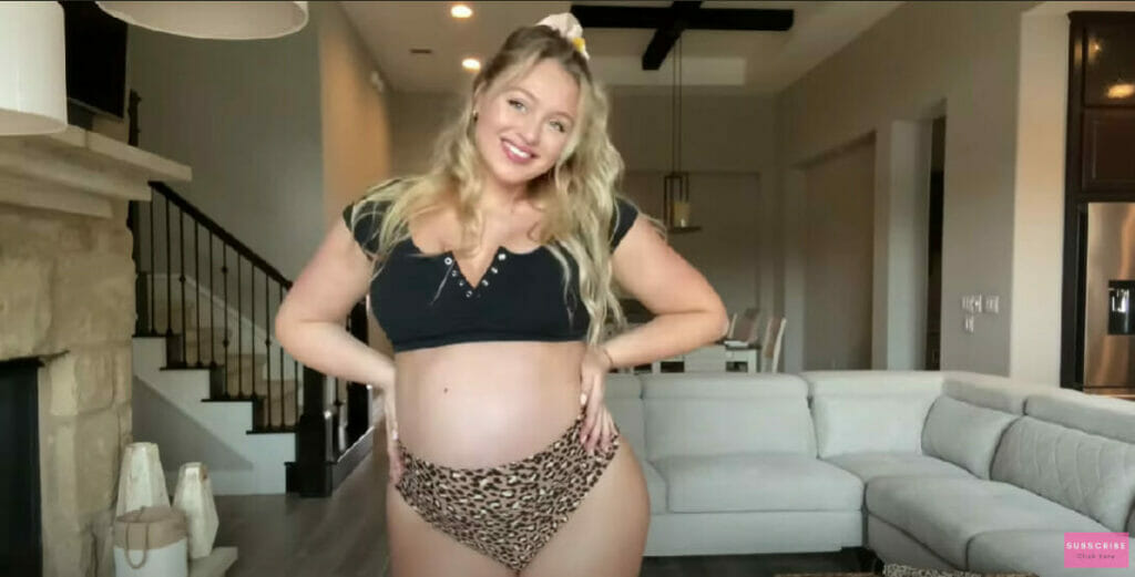 Iskra Lawrence pregnant and wearing two piece